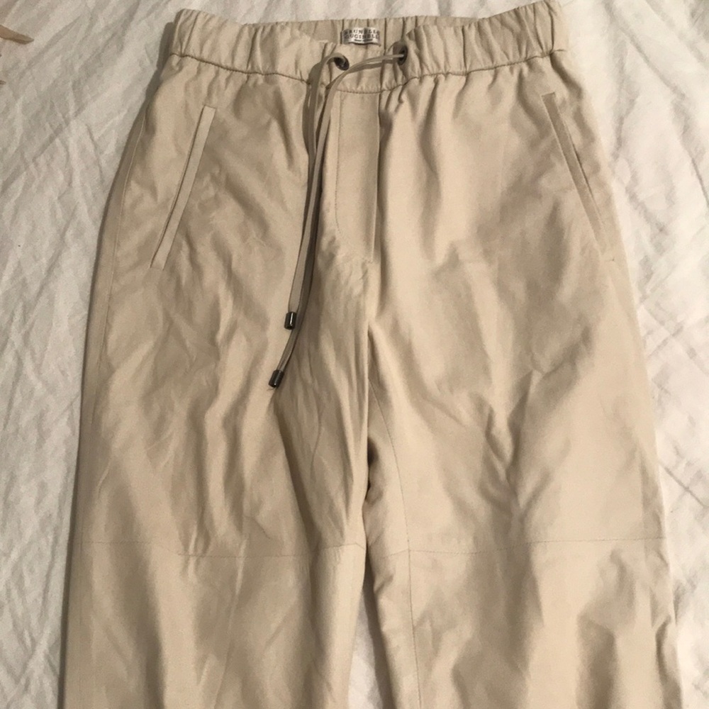 Brunello Cucinelli White 100% Leather Joggers